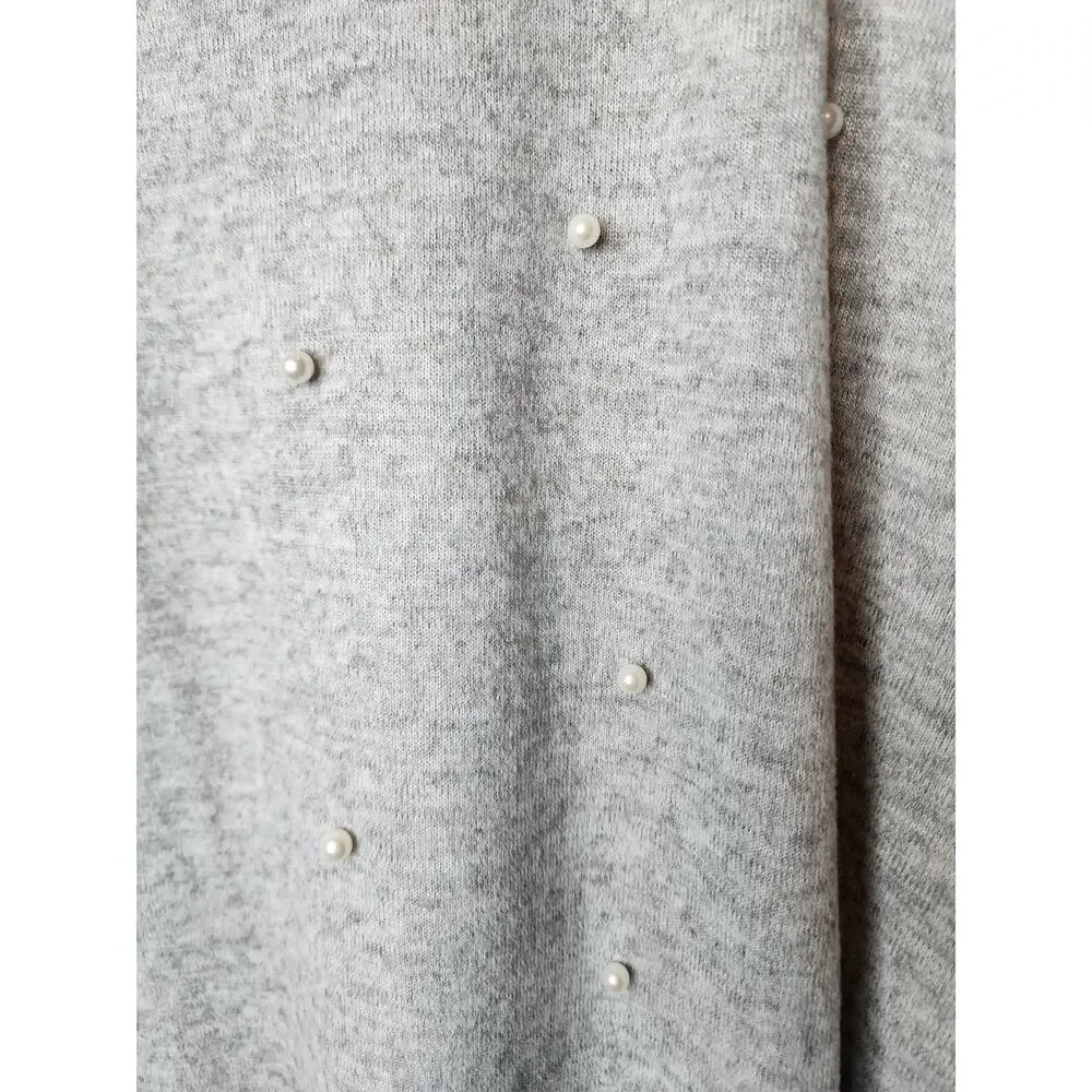 Lane Bryant Heather Gray Short Sleeve Sweater with Pearls